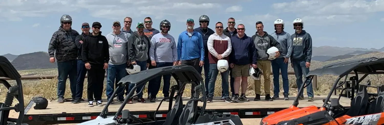 Corporate group on a Scottsdale desert adventure panorama