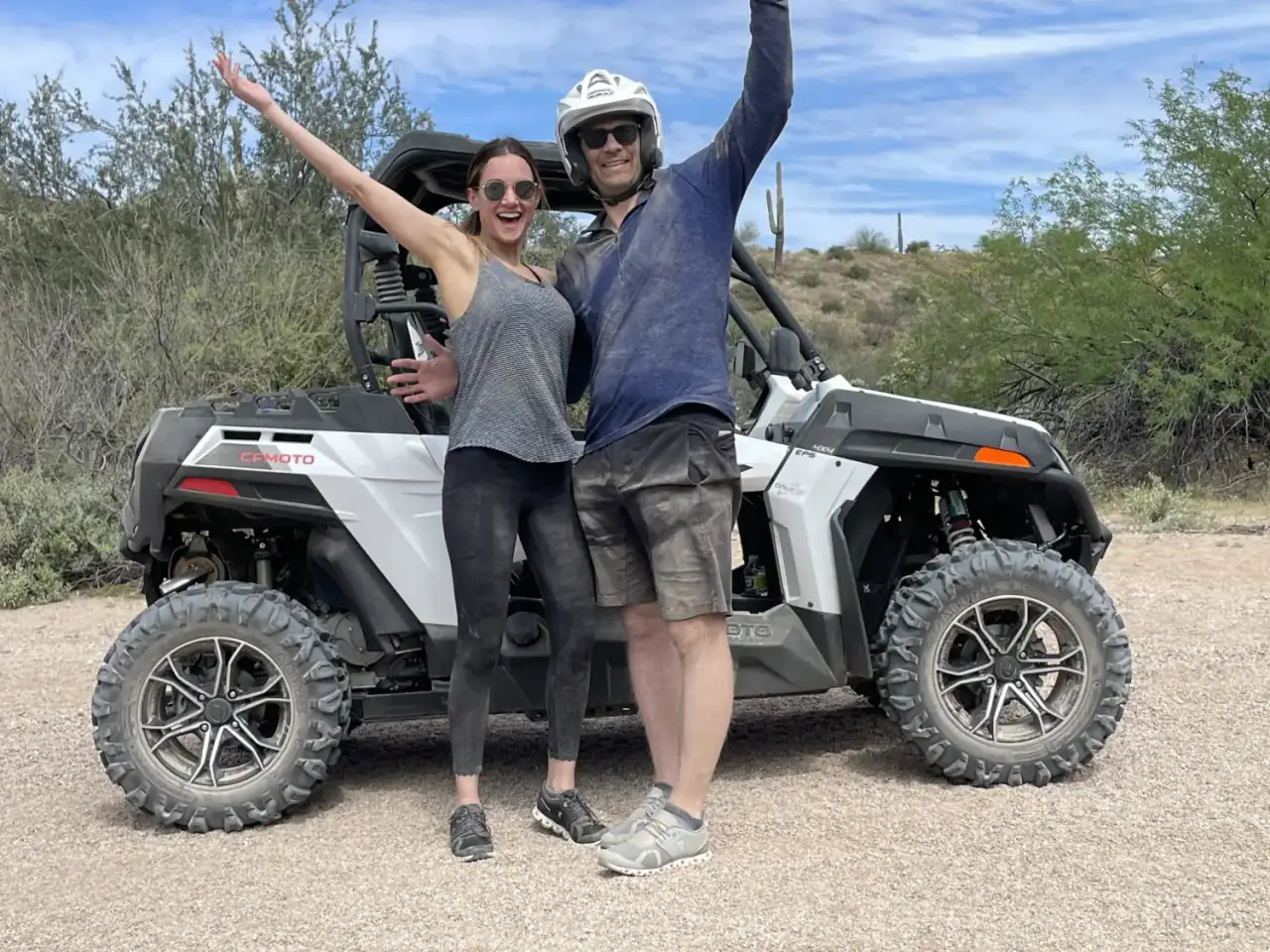 Riders driving their own sand buggy on the trail
