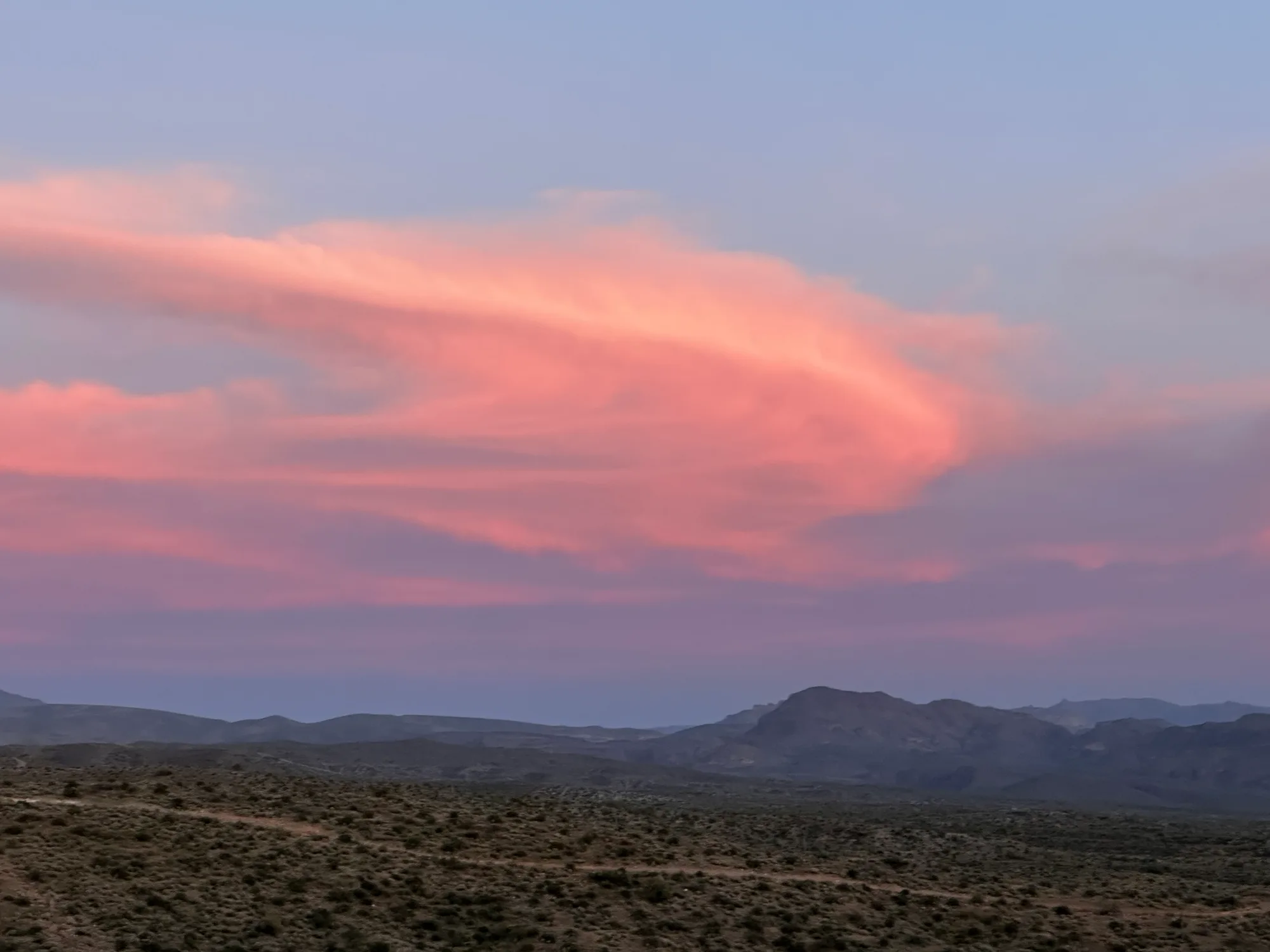 A soft pink pastel sunset over the desert near Scottsdale, Arizona