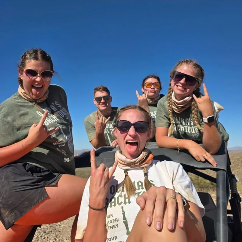 Bride tribe celebrating on the tour